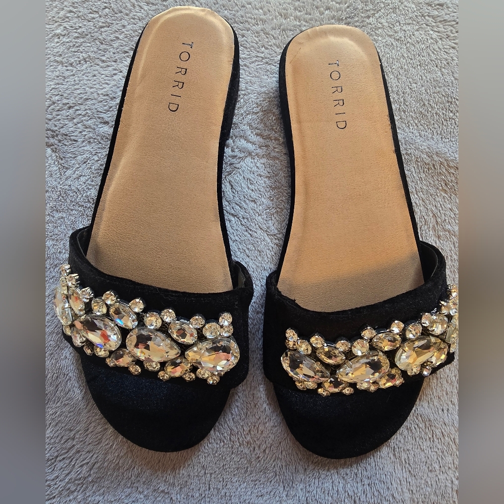 Torrid Black Crystal Embellished Sandals